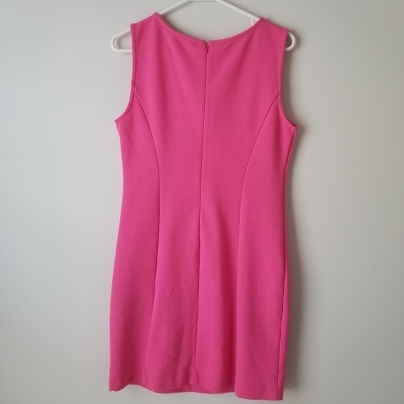 Crown & Ivy Hot Pink and Teal Embroidered V Neck Sleeveless Shift Dress Size S - Picture 3 of 10